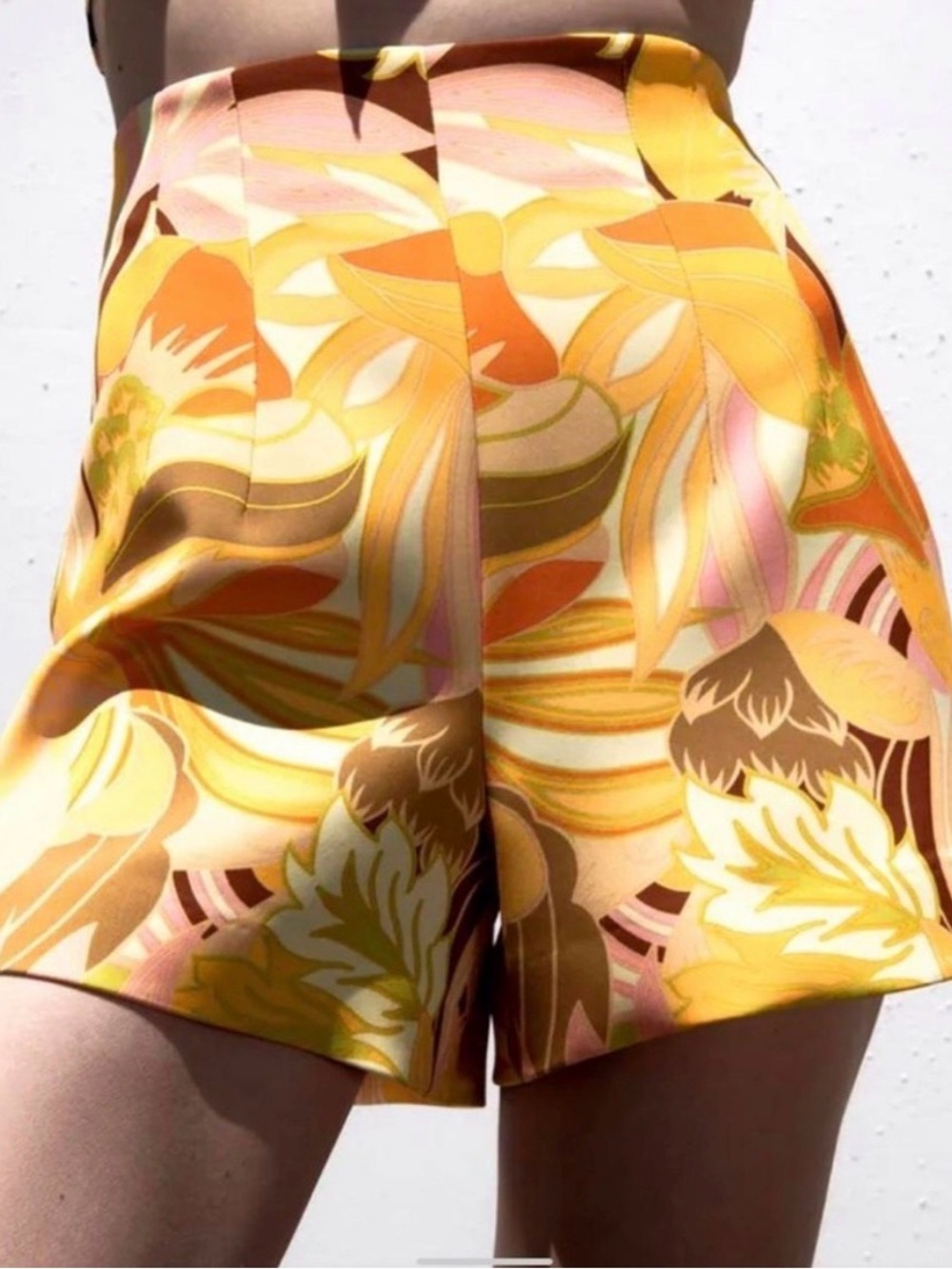 Zara High-Waist Floral-Print Shorts